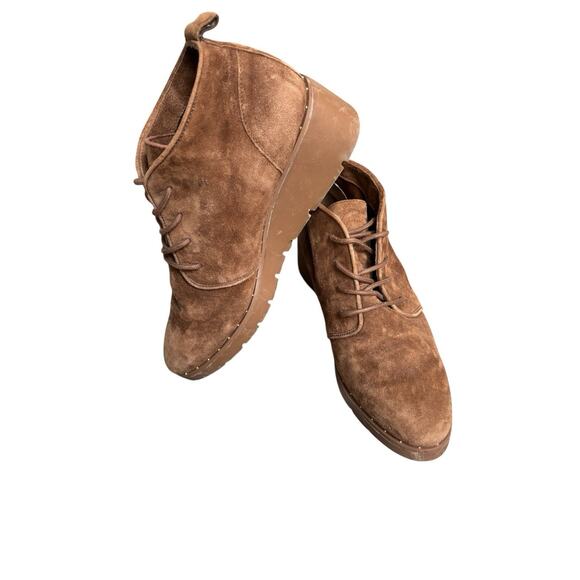 Steven By Madden Natural Comfort BART Brown Suede Wedge Ankle Boots Women’s 8 M - Picture 2 of 9